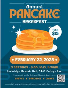 Poster with pancakes for Feb 22 